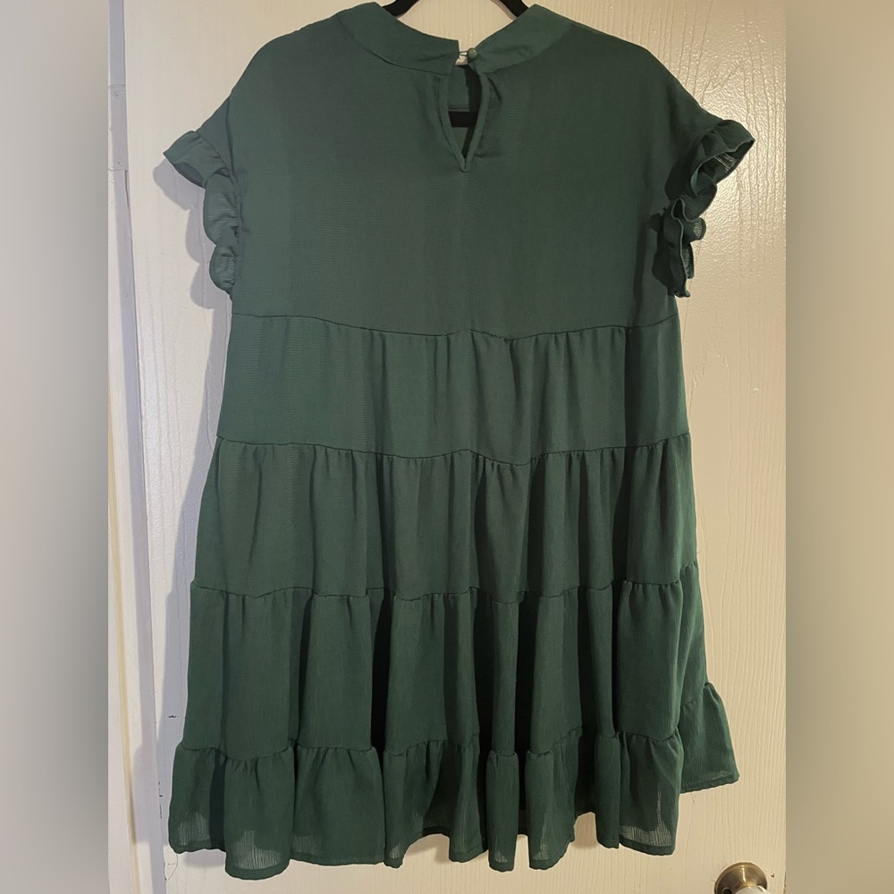 Charming Ruffled Dress in Deep Green - Picture 5 of 6